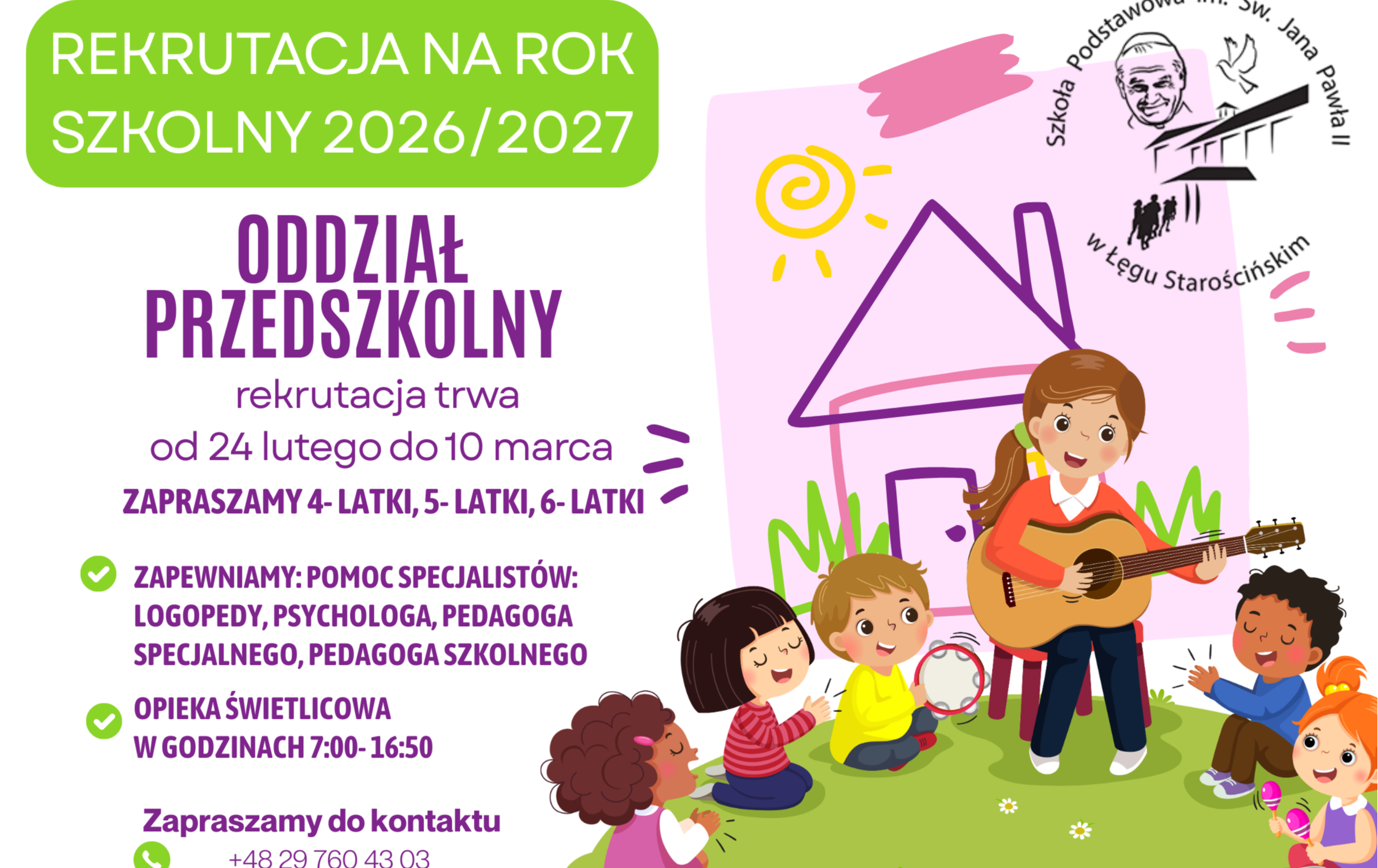 Zdjęcie do REKRUTACJA DO ODDZIAŁU PRZEDSZKOLNEGO NA ROK SZKOLNY 2026/2027
